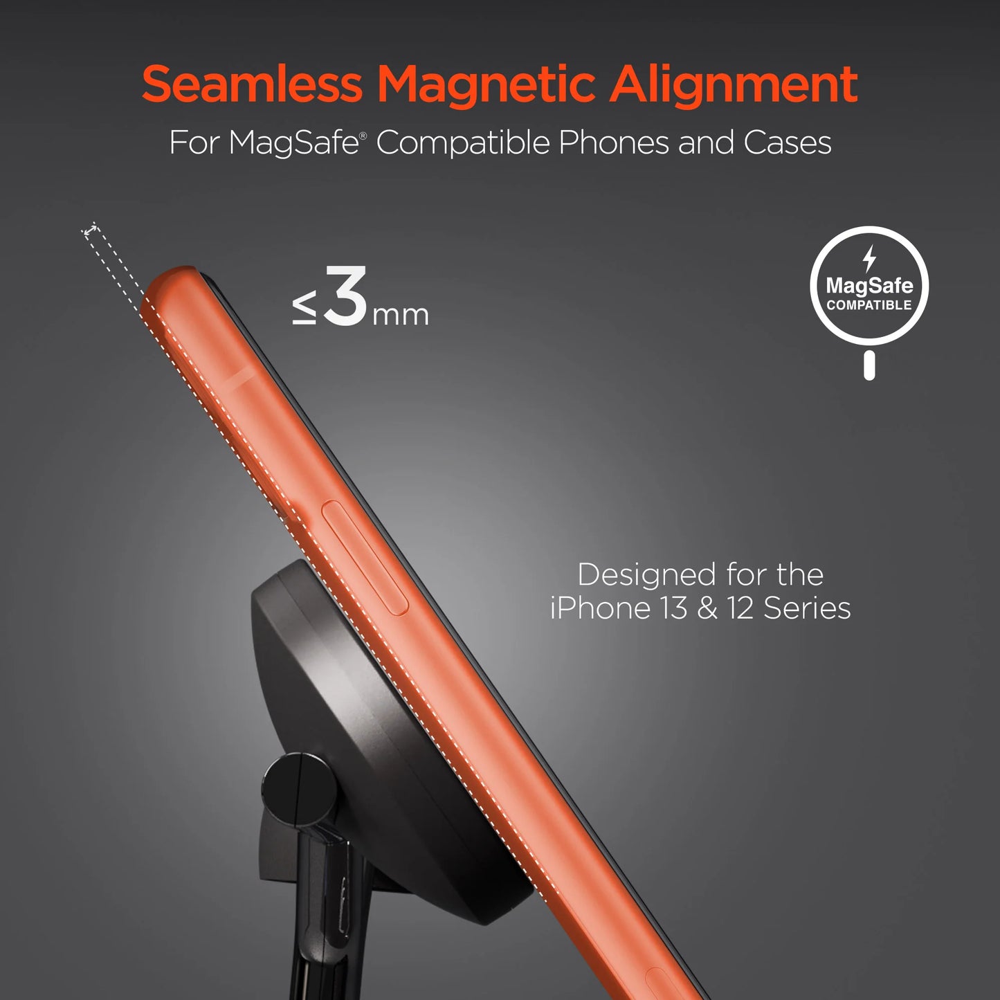 Hypergear Maxcharge 3-In-1 Magsafe Wireless Charging Stand for Phones (15515-HYP)
