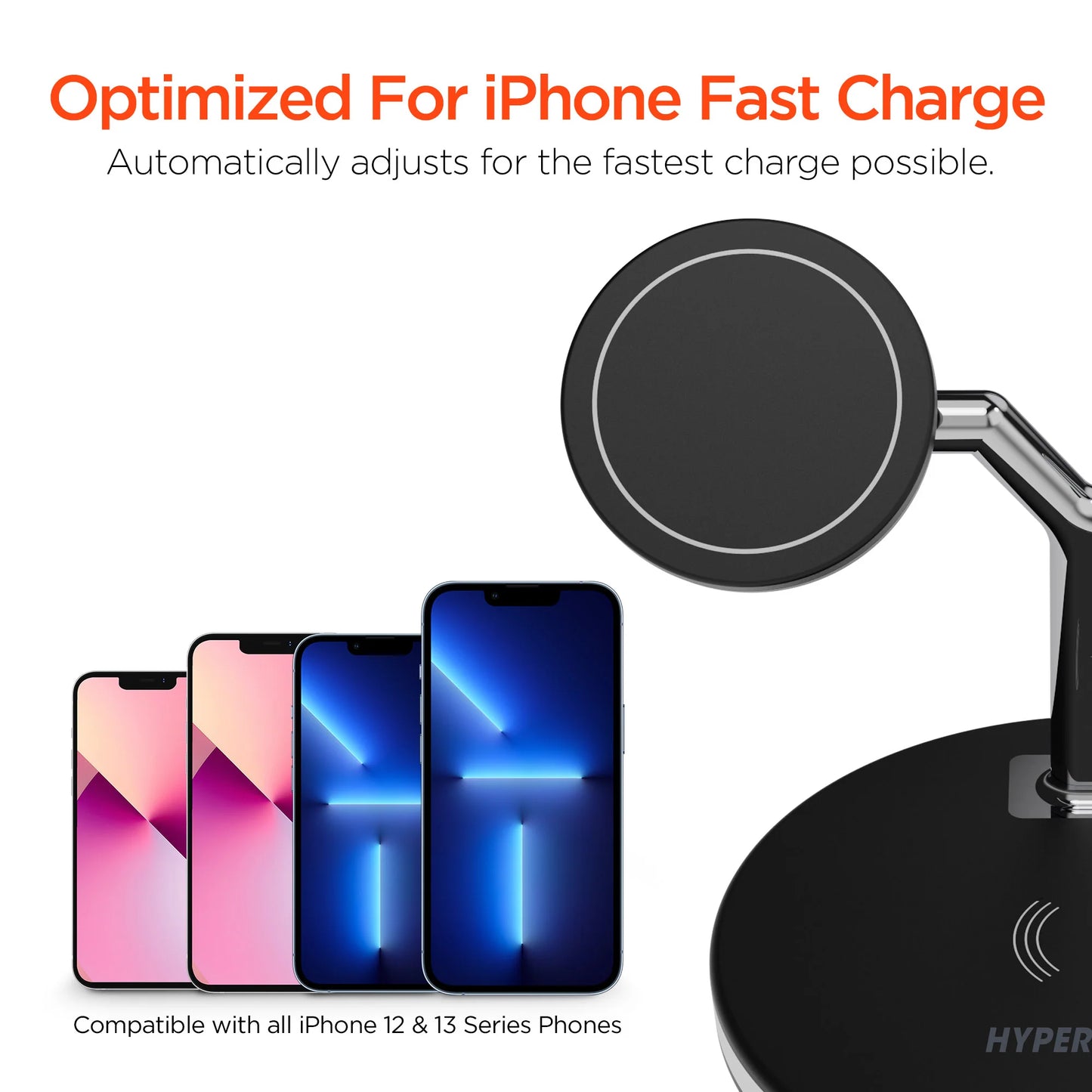 Hypergear Maxcharge 3-In-1 Magsafe Wireless Charging Stand for Phones (15515-HYP)